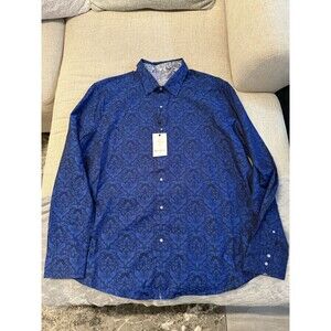 Robert Graham Bayview Long Sleeve Button Down Shirt Classic Fit Navy 3XL NWT